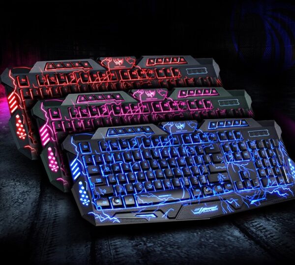 J10 tricolor backlight wired gaming keyboard set colorful luminous gaming mouse keyboard Russian keyboard – Image 6