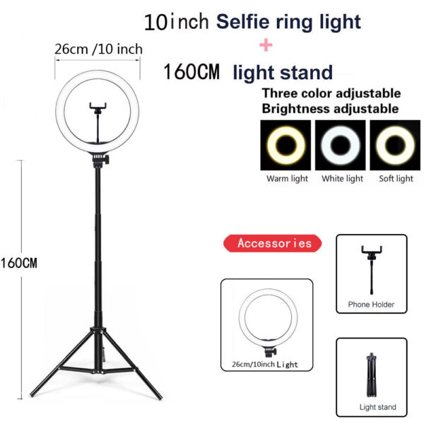 Compatible with Apple, Video Light, Dimmable Light, Selfie Led Ring Light, Usb Ring Light, With Tripod Frame Light – Image 5