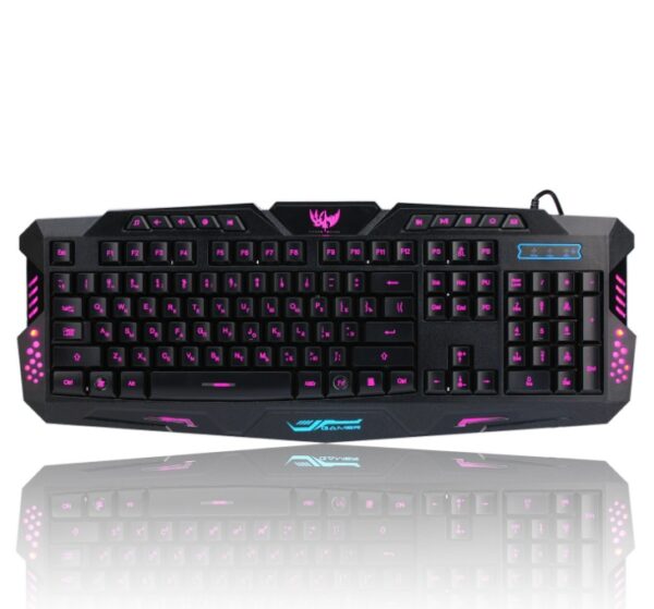 J10 tricolor backlight wired gaming keyboard set colorful luminous gaming mouse keyboard Russian keyboard – Image 3