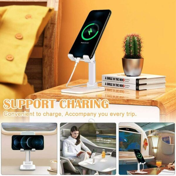 Cell Phone Stand Desktop Holder Tablet Stand Mount Mobile Phone Desktop Tablet Holder Table Cell Foldable Extend Support Desk Mobile Phone Holder Stand – Image 4