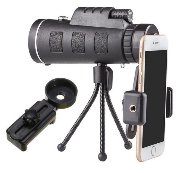 Compatible with Apple, Monocular Telescope Zoom Scope with Compass Phone Clip Tripod – Image 5