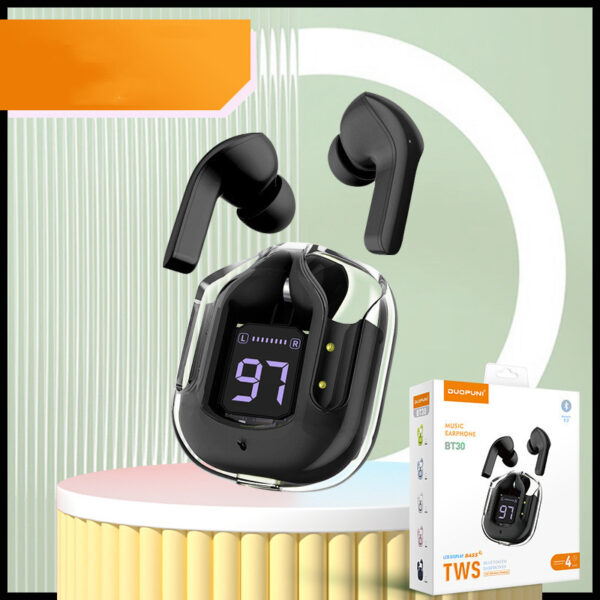 New Mini Transparent Wireless Bluetooth Headset Digital Display ENC Noise Reduction True Wireless Sports Music – Image 5