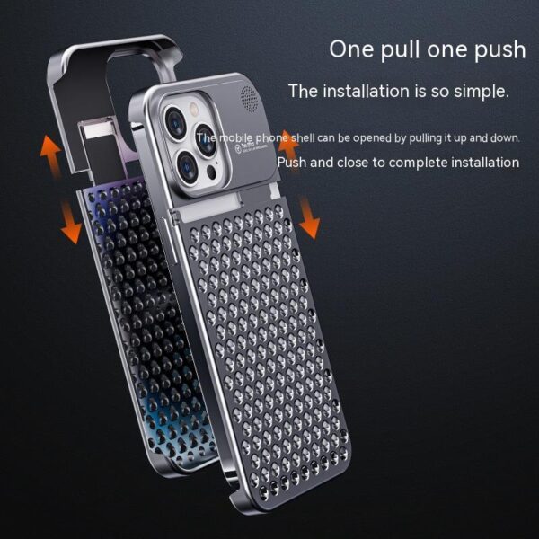 Aluminum Alloy Phone Case For 14 13 Pro Max Plus Hollow Heat Dissipation Anti-fall Full Body Shockproof Phone Cove – Image 6