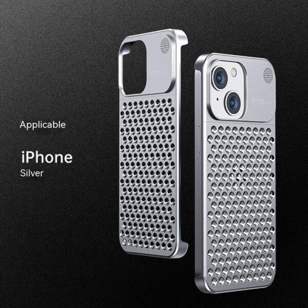 Aluminum Alloy Phone Case For 14 13 Pro Max Plus Hollow Heat Dissipation Anti-fall Full Body Shockproof Phone Cove – Image 9