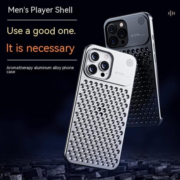 Aluminum Alloy Phone Case For 14 13 Pro Max Plus Hollow Heat Dissipation Anti-fall Full Body Shockproof Phone Cove – Image 2