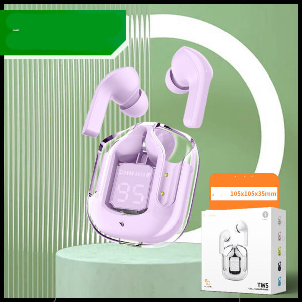 New Mini Transparent Wireless Bluetooth Headset Digital Display ENC Noise Reduction True Wireless Sports Music – Image 3