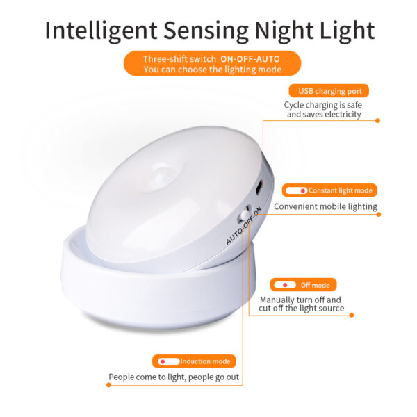 Rotating Human Body Sensor Light Corridor Garage Light Wardrobe Light Motion Sensor Night Light – Image 2